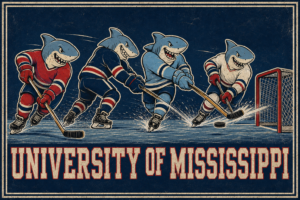 University of Mississippi Shark Hockey Vintage-Style Wall Art