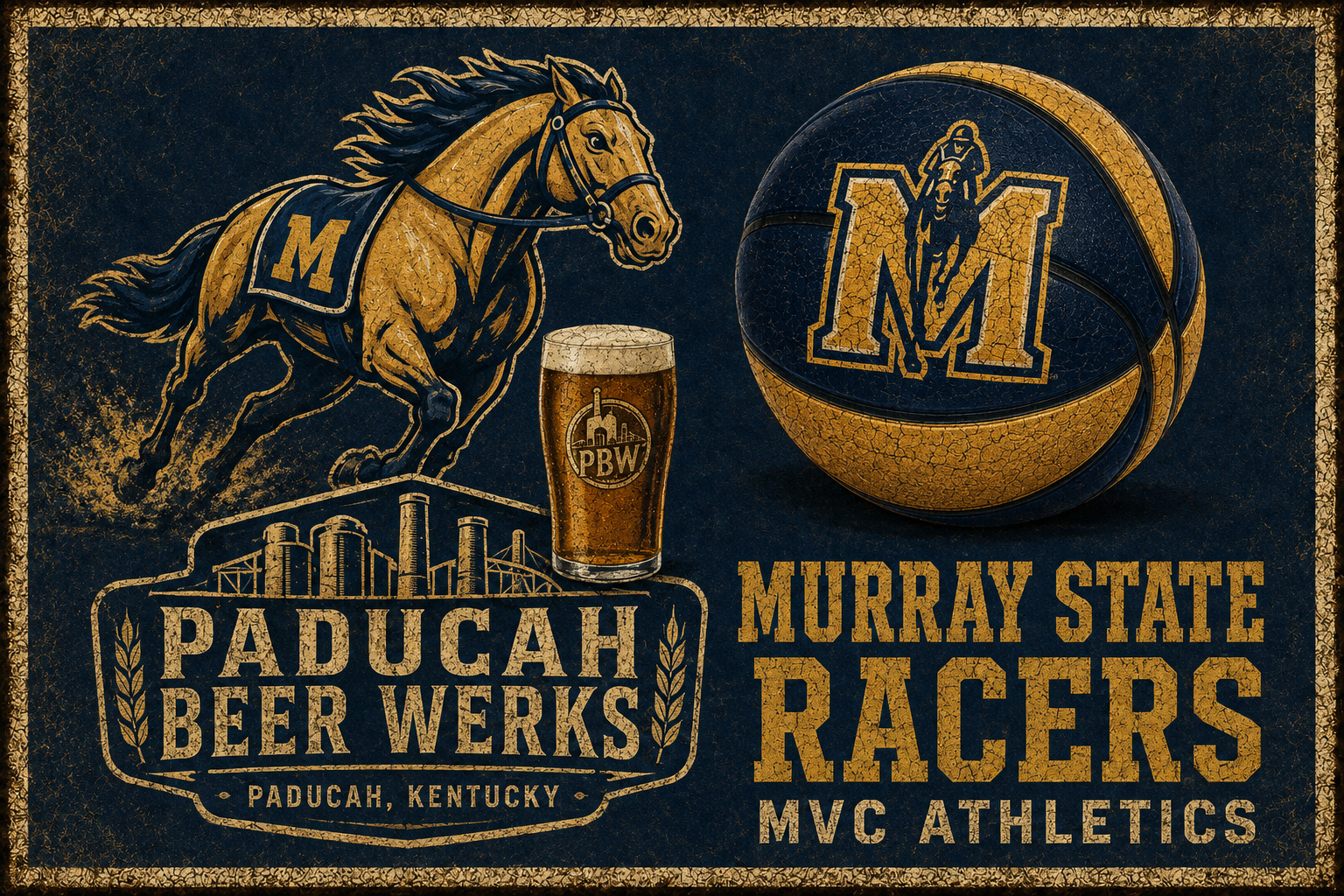 Paducah Beer Werks & Murray State Racers Vintage-Style Wall Art