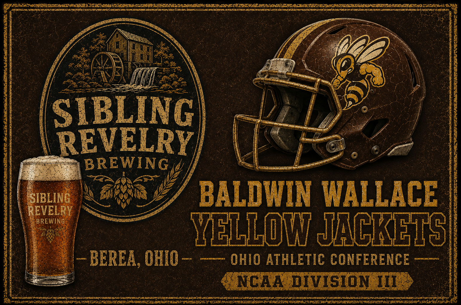 Baldwin Wallace Yellow Jackets Vintage-Style Wall Art