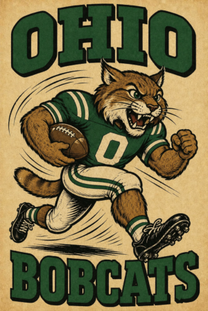 Ohio Bobcats Vintage-Style Football Wall Art