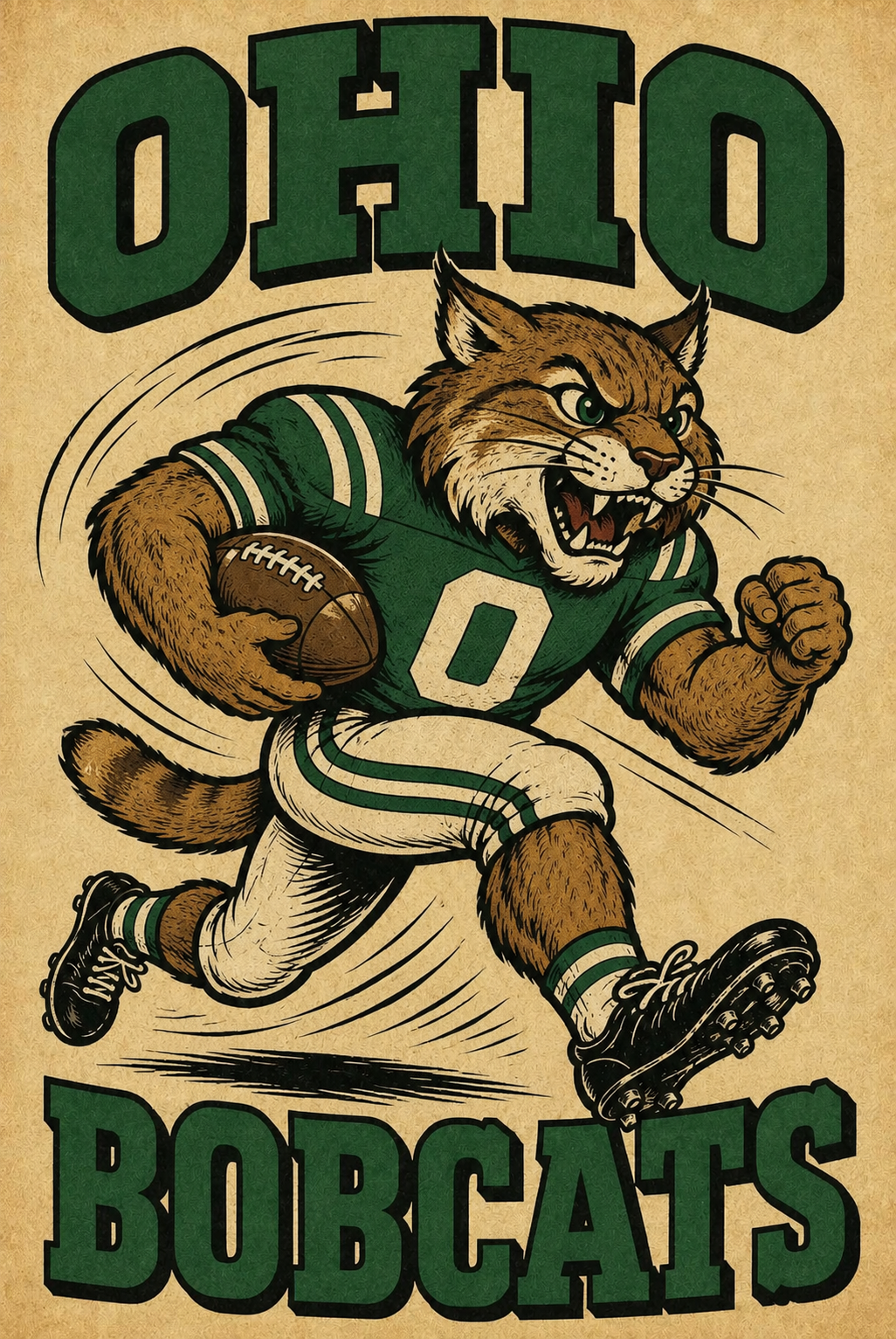Ohio Bobcats Vintage-Style Football Wall Art