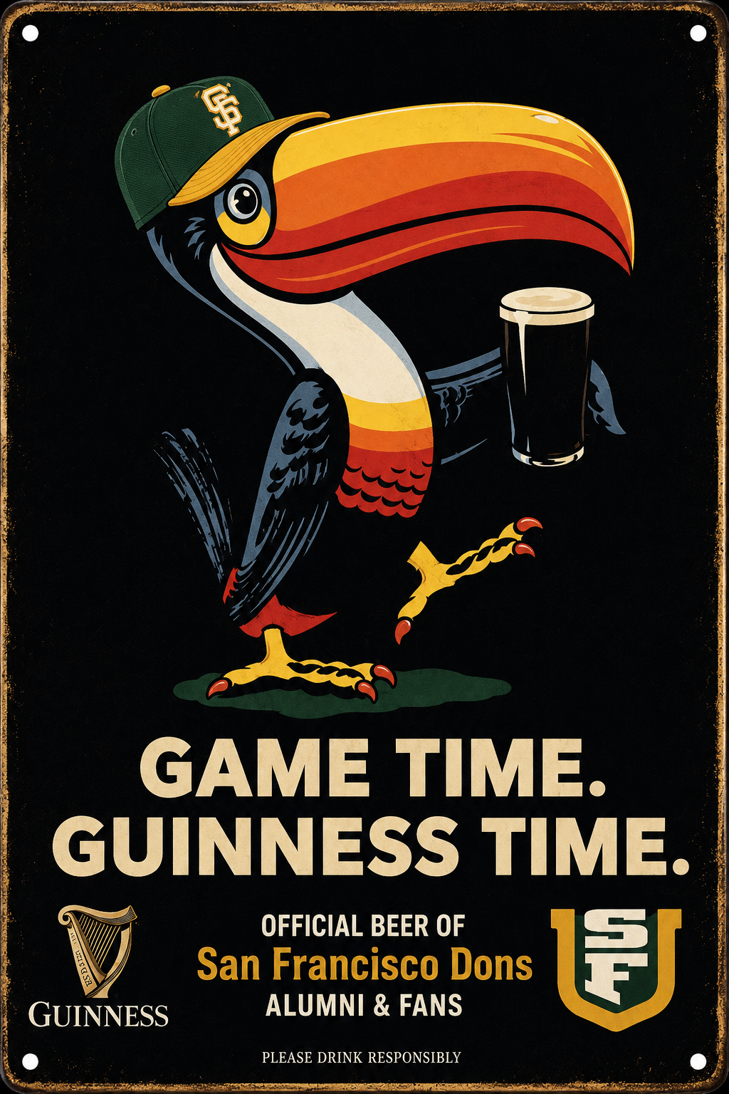 Guinness Toucan Game Time San Francisco Dons Sign