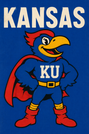 Kansas KU Cartoon Bird Wall Art Print