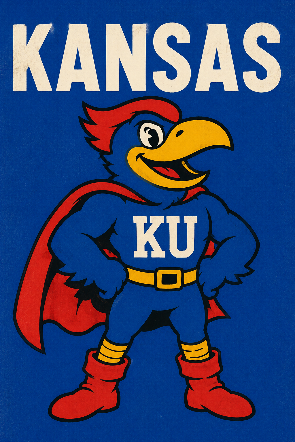 Kansas KU Cartoon Bird Wall Art Print