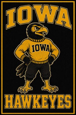 Iowa Hawkeyes Black and Gold Eagle Wall Art