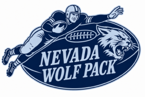 Nevada Wolf Pack Football Player and Wolf Graphic