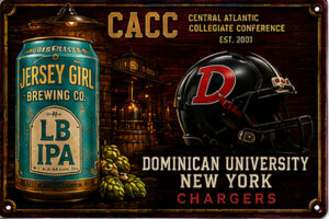 CACC Dominican University Chargers Beer Helmet Vintage-Style Sign