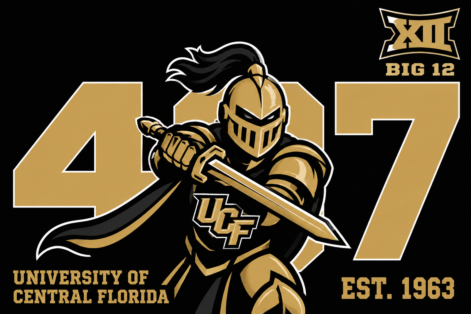 Black and Gold Knight University Graphic Wall Art