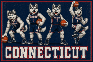 UConn Huskies Basketball Vintage-Style Wall Art Print