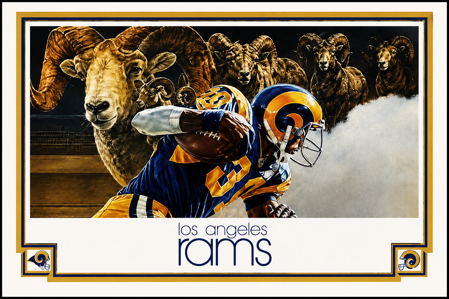 Los Angeles Rams Football and Ram Herd Wall Art Print