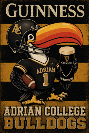 Guinness Adrian College Bulldogs Football Bulldog Wall Art