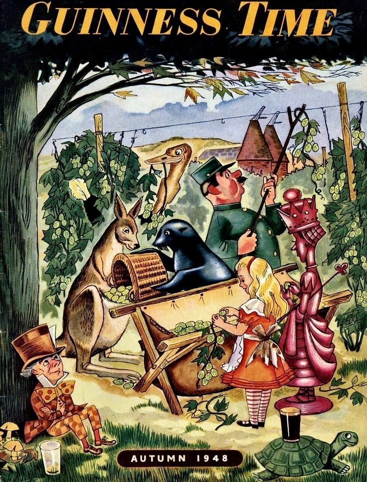Guinness Time Autumn 1948 Vineyard Harvest Illustration