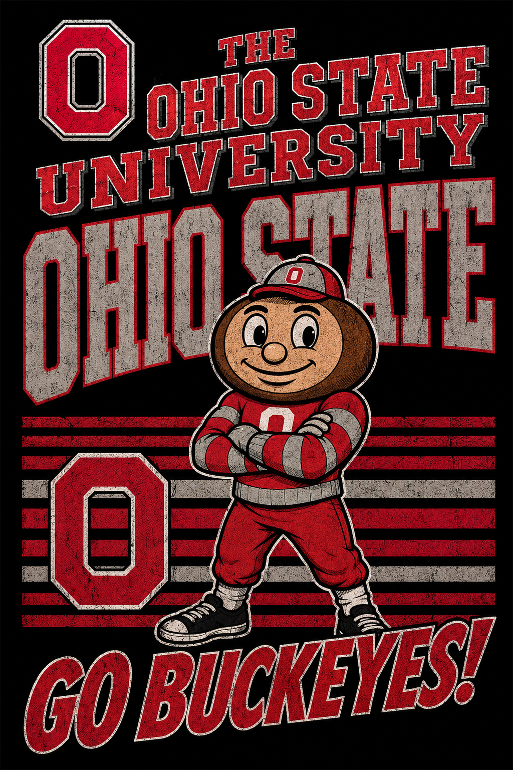 Ohio State Go Buckeyes Football Character Graphic