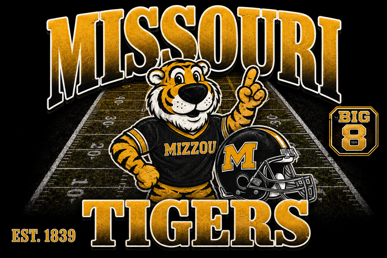 Mizzou Tigers Football Vintage-Style Graphic Wall Art
