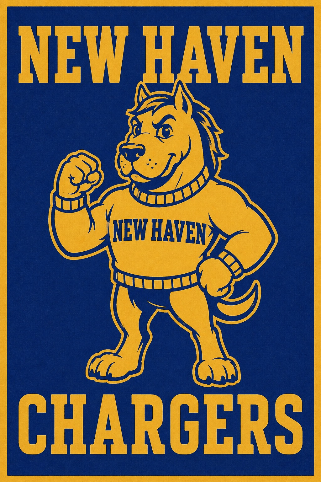 New Haven Chargers Blue and Gold Horse Wall Art