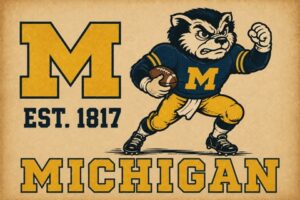 Vintage-Style Michigan Football Mascot Wall Art