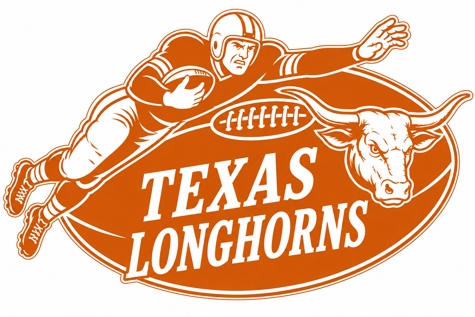 Texas Longhorns Football Player and Bull Graphic