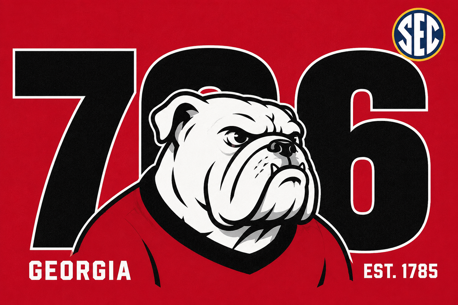 Georgia Bulldog 706 Red Graphic Wall Art