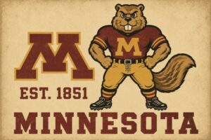 Vintage-Style Minnesota Bear Mascot Wall Art
