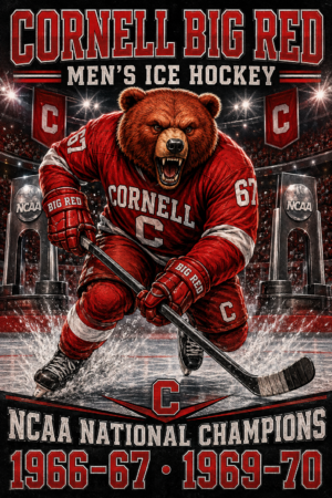 Cornell Big Red Men's Ice Hockey Championship Bear Wall Art