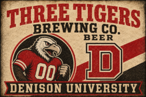 Three Tigers Brewing Co. Denison University Vintage-Style Sign