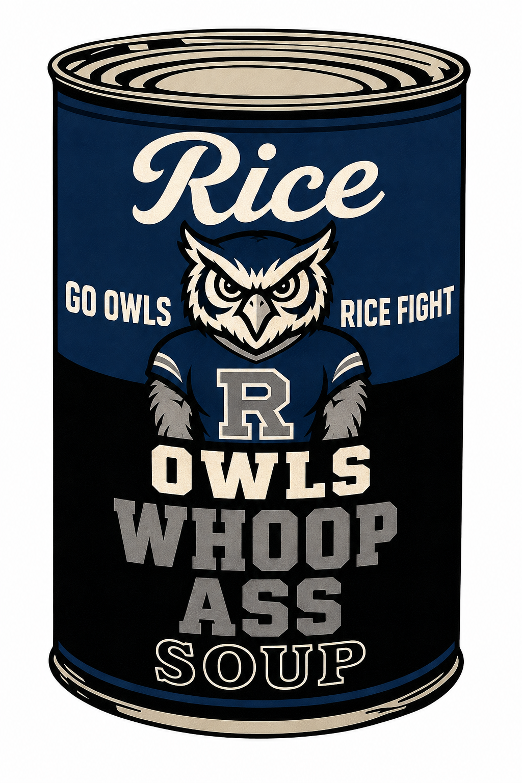 Rice Owls Owl Mascot Soup Can Graphic Wall Art