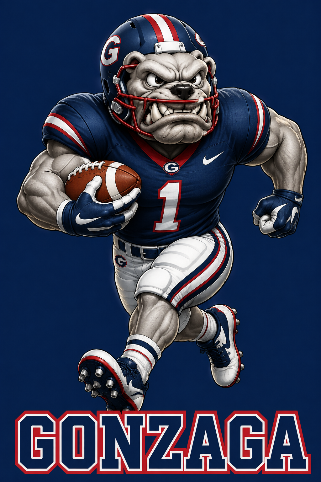 Gonzaga Bulldog Football Player Graphic Wall Art