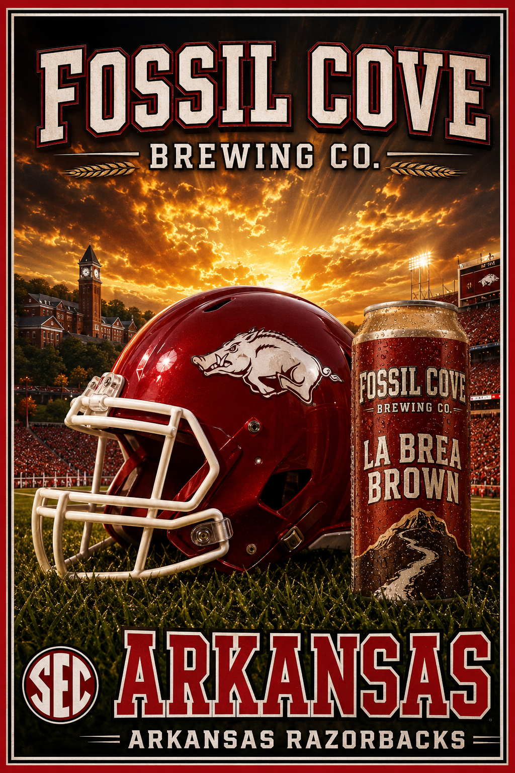 Fossil Cove Brewing Co. Arkansas Football Wall Art
