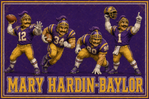 Mary Hardin-Baylor Purple and Gold Football Wall Art