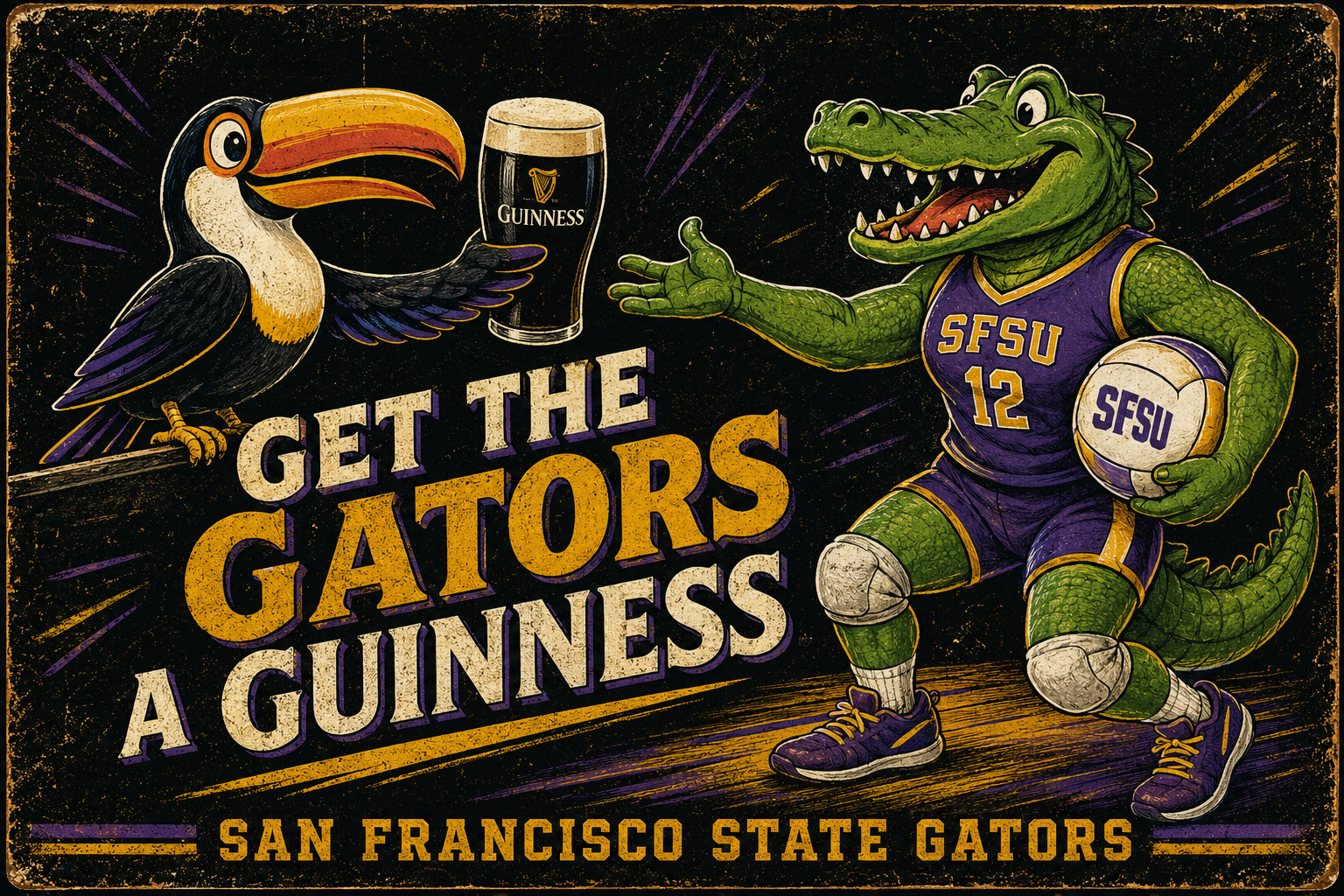 San Francisco State Gators Get the Gators Guinness Vintage-Style Sign