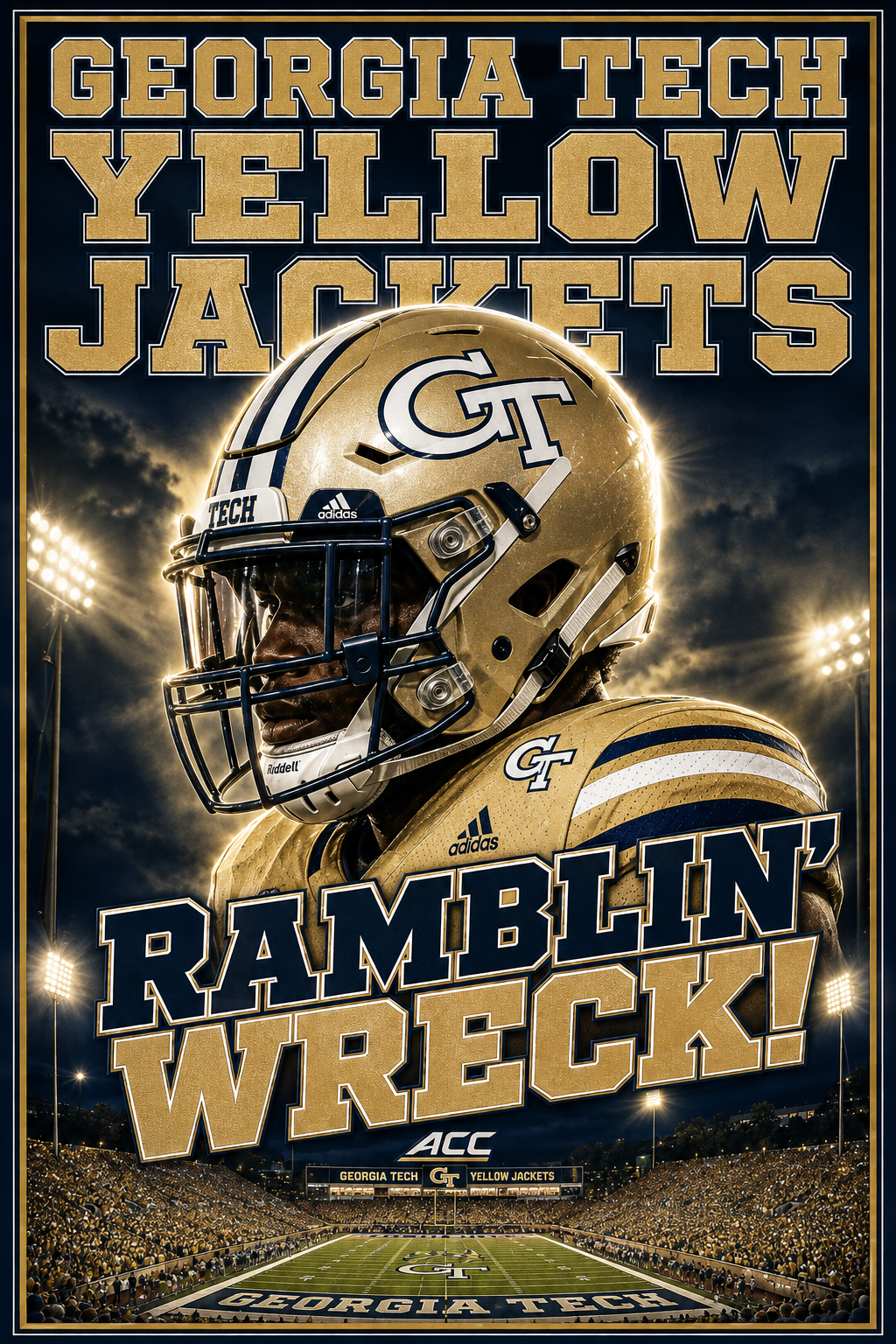 Georgia Tech Yellow Jackets Football Rublin Wreck Poster