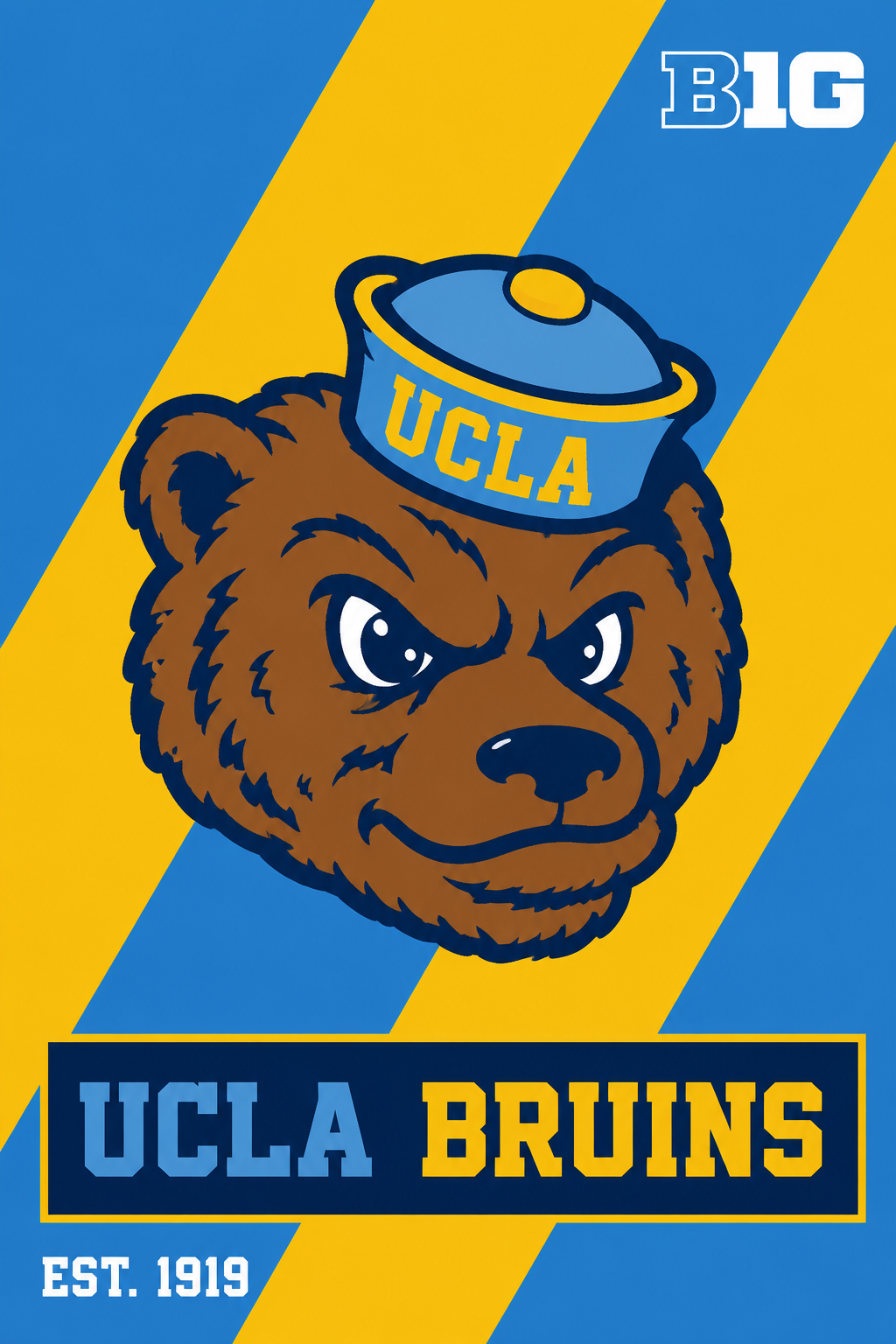 UCLA Bruins Bear Mascot Blue and Gold Poster Design