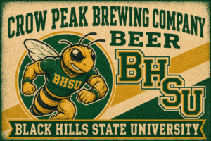 Black Hills State University Crow Peak Beer Vintage-Style Poster