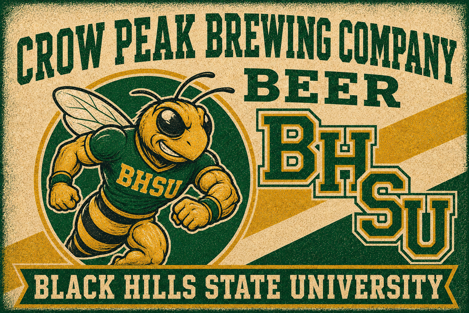 Black Hills State University Crow Peak Beer Vintage-Style Poster