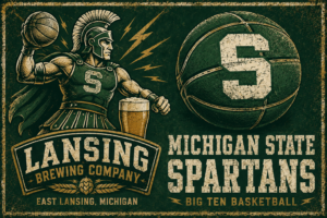 Vintage-Style Michigan State Spartans Basketball Wall Art