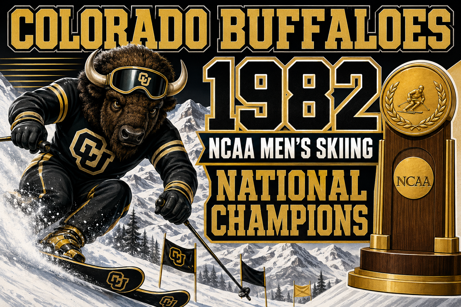 Colorado Buffaloes 1982 Skiing Championship Wall Art