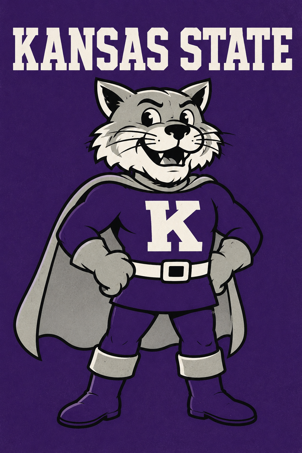 Kansas State Wildcat Mascot Purple Wall Art