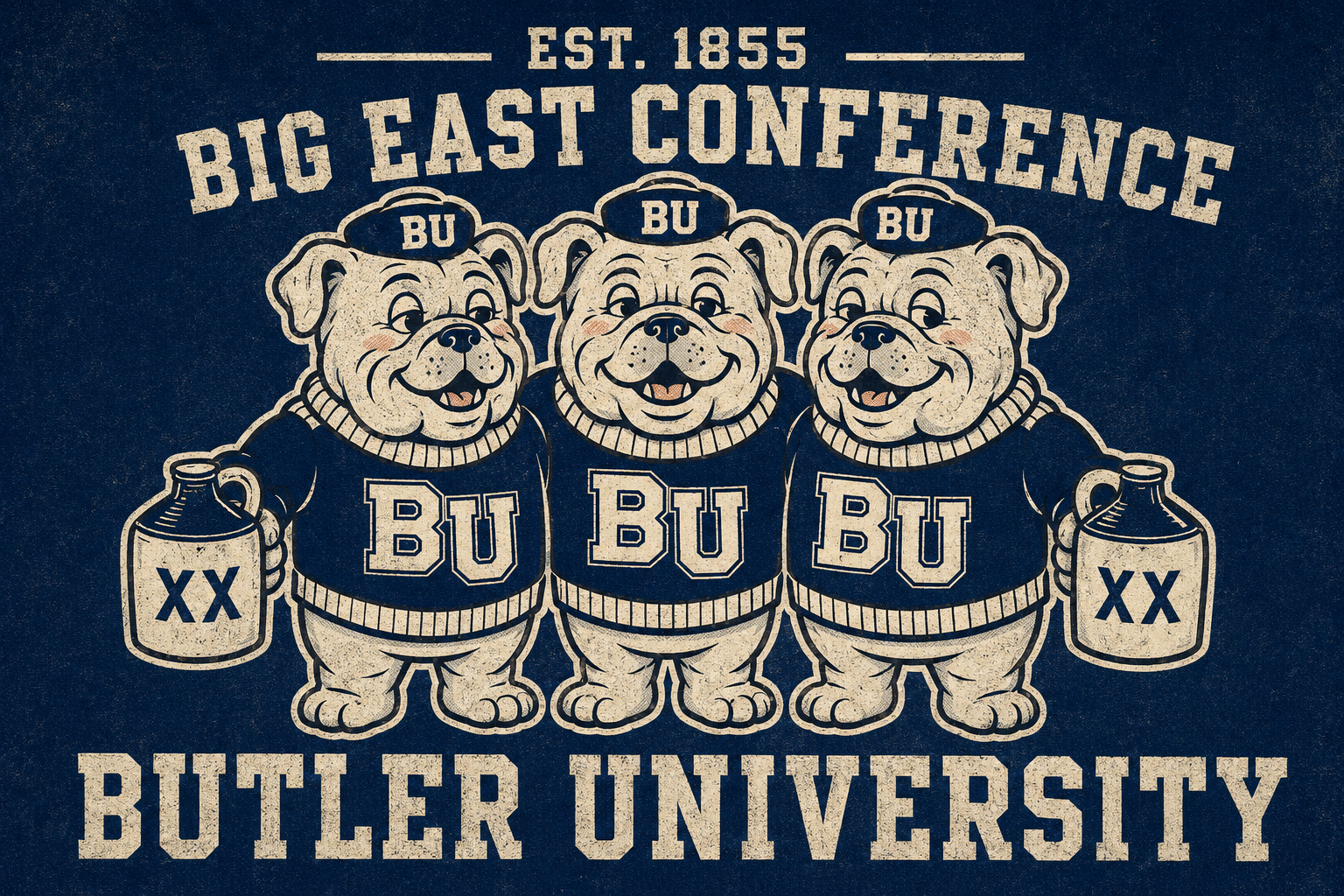 Butler Bulldogs Big East Conference Vintage-Style Graphic
