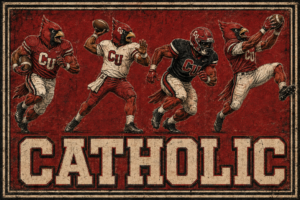 Distressed Cardinal Football CATHOLIC Wall Art