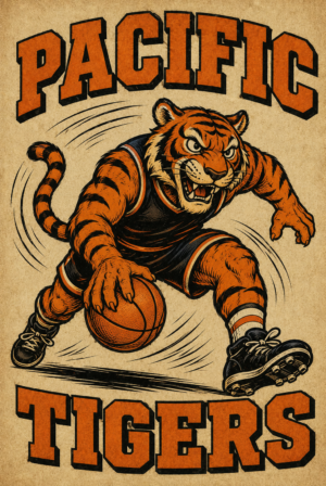 Pacific Tigers Basketball Tiger Printed Wall Art