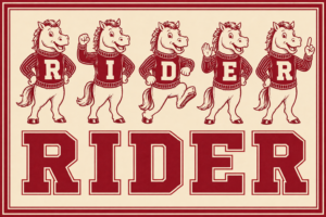 Red Riders Cartoon Horse Typography Wall Art