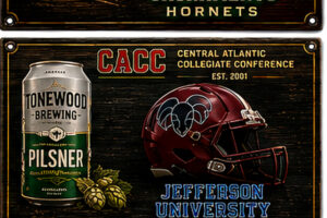 Jefferson University Hornets Football & Pilsner Decorative Sign