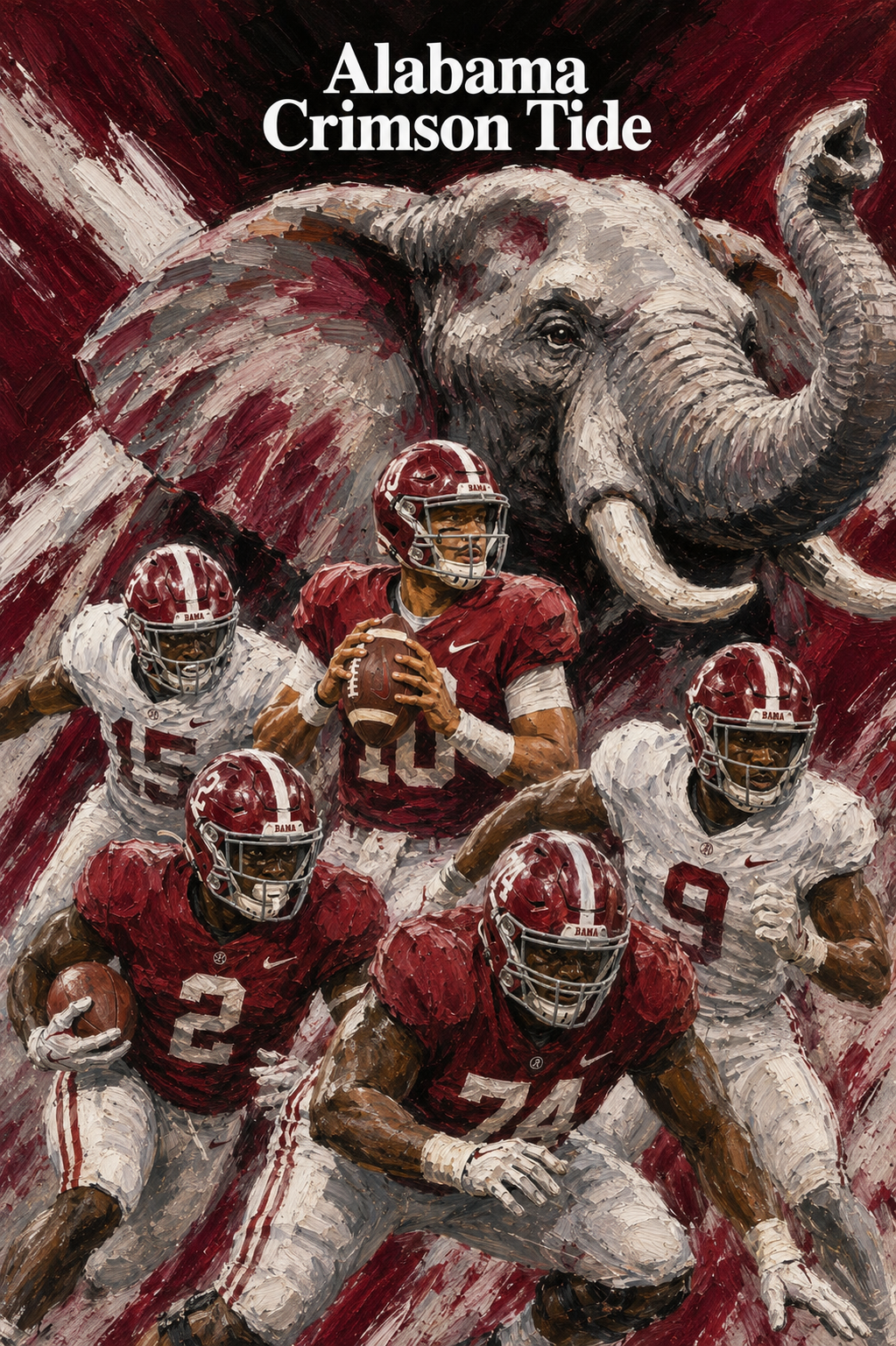 Alabama Crimson Tide Elephant Football Wall Art