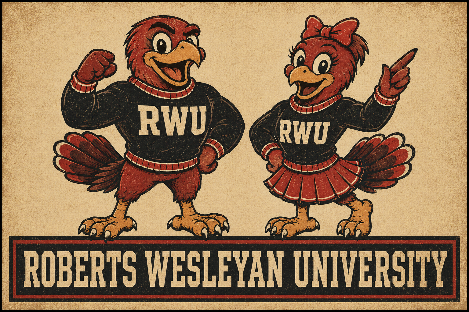 Roberts Wesleyan University Red Bird Mascot Wall Art