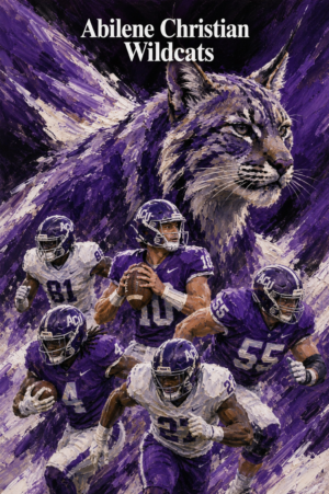Abilene Christian Wildcats Purple Football Poster