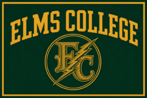 Elms College Green and Gold Typography Wall Art