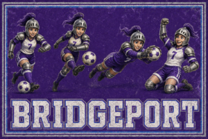 Bridgeport Purple Armored Soccer Players Graphic Wall Art
