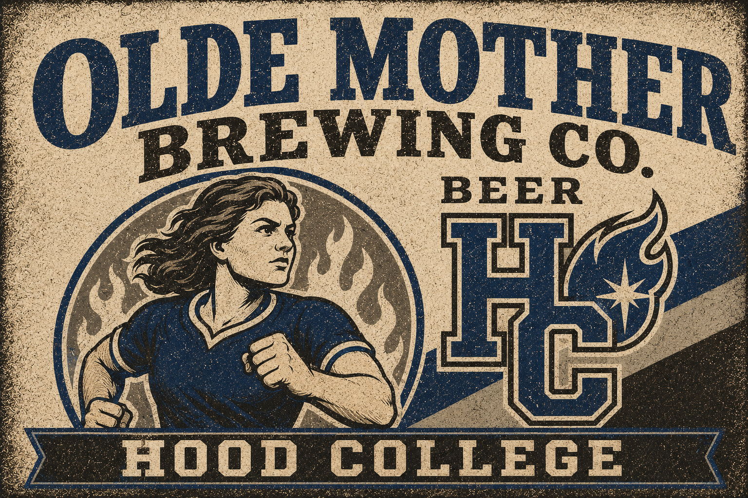 Olde Mother Brewing Co. Beer Food College Vintage-Style Sign