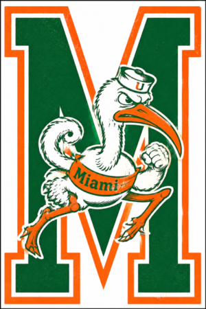 Miami Ibis Green and Orange Letter M Wall Art
