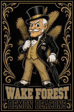 Wake Forest Demon Deacons Vintage-Style Black and Gold Wall Art